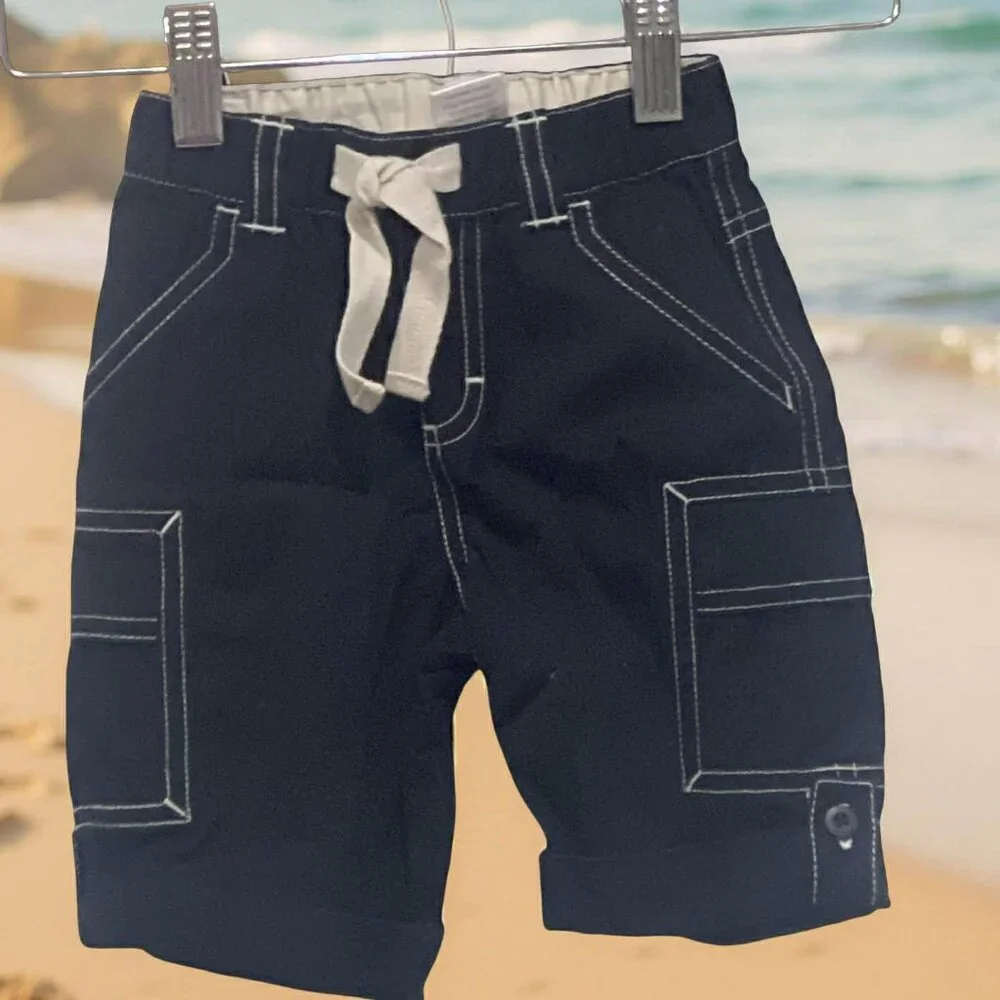 Gymboree NWT SAILING CLUB Navy Blue Roll up Pants 3- 6 mos